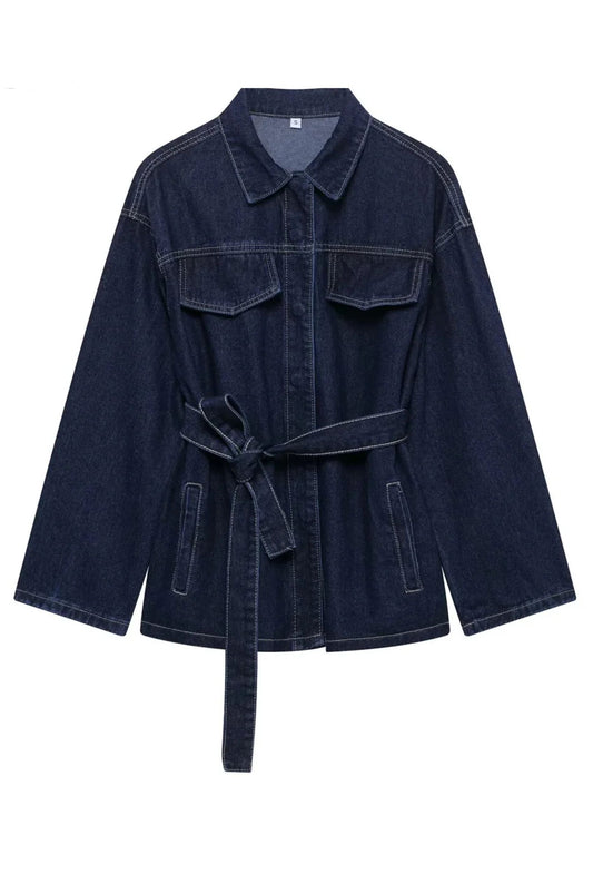 Modern Denim Jacket with Adjustable Belt Detail