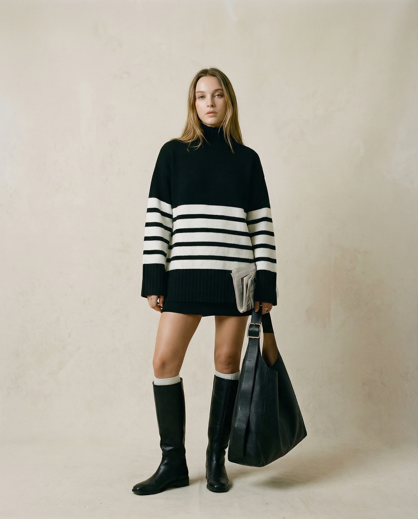 Oversized Stripe Sweater – Soft Knit with Modern Elegance