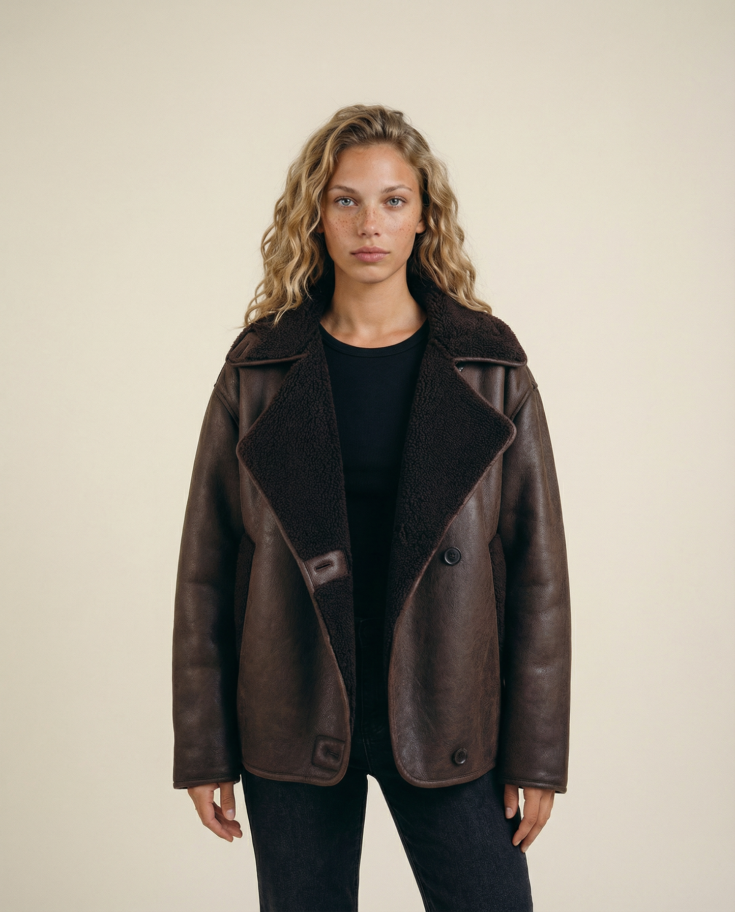 Faux Leather Jacket – Shearling-Lined Warmth with Modern Edge