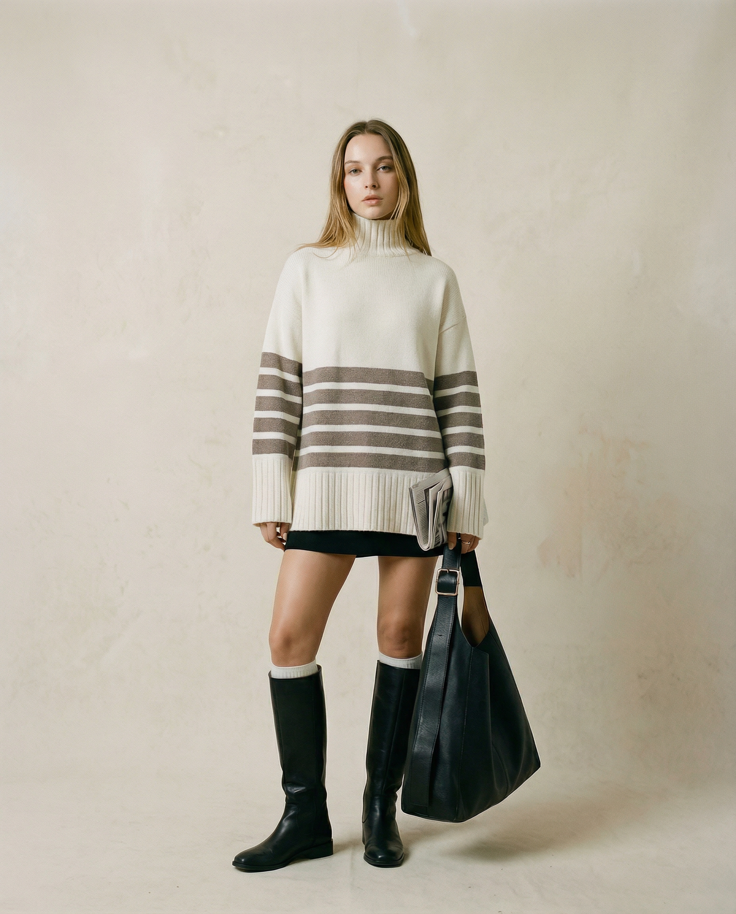 Oversized Stripe Sweater – Soft Knit with Modern Elegance