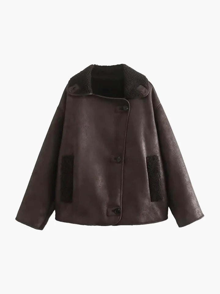 Faux Leather Jacket – Shearling-Lined Warmth with Modern Edge