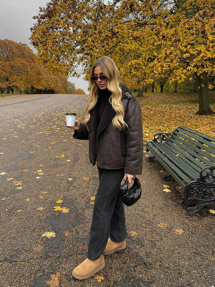 Faux Leather Jacket – Shearling-Lined Warmth with Modern Edge
