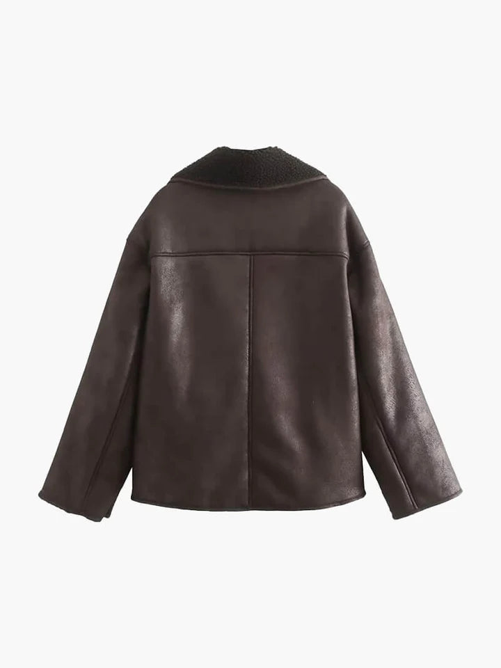 Faux Leather Jacket – Shearling-Lined Warmth with Modern Edge