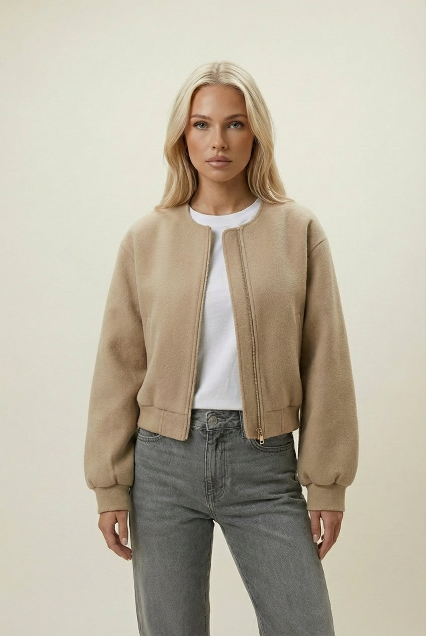 Cropped Bomber Jacket – Lightweight Minimal Layer