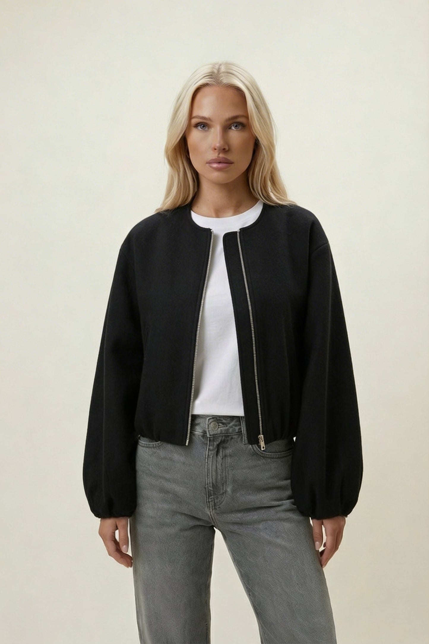 Cropped Bomber Jacket – Lightweight Minimal Layer
