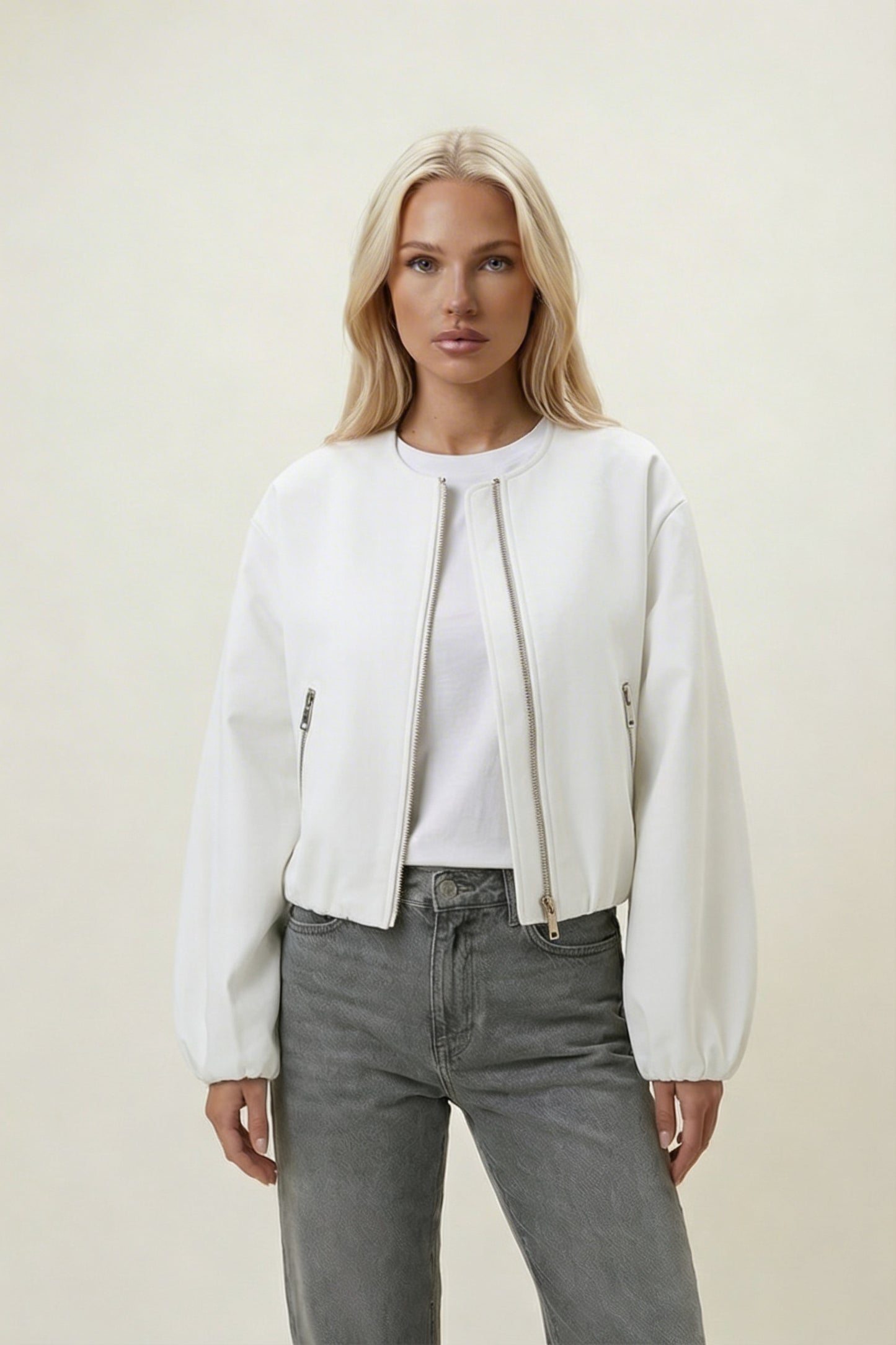 Cropped Bomber Jacket – Lightweight Minimal Layer